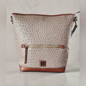 NEW Dooney & Bourke Hobo Shoulder Bag, Taupe Ostrich